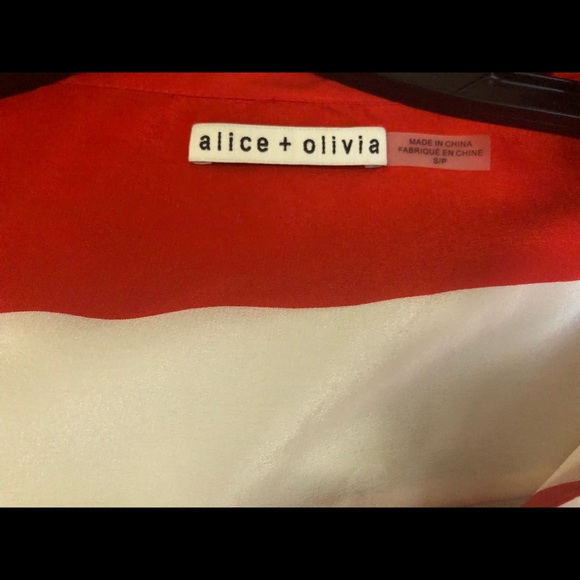 Alice & Olivia silk red and white striped top - Picture 8 of 9